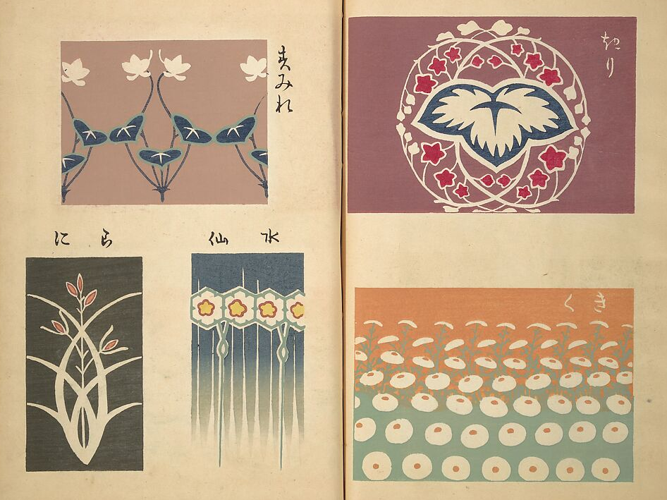 Traditional Japanese Design Patterns free download from Practical Sketchbook (Ōyō manga) 応用漫画 in the MET museum
