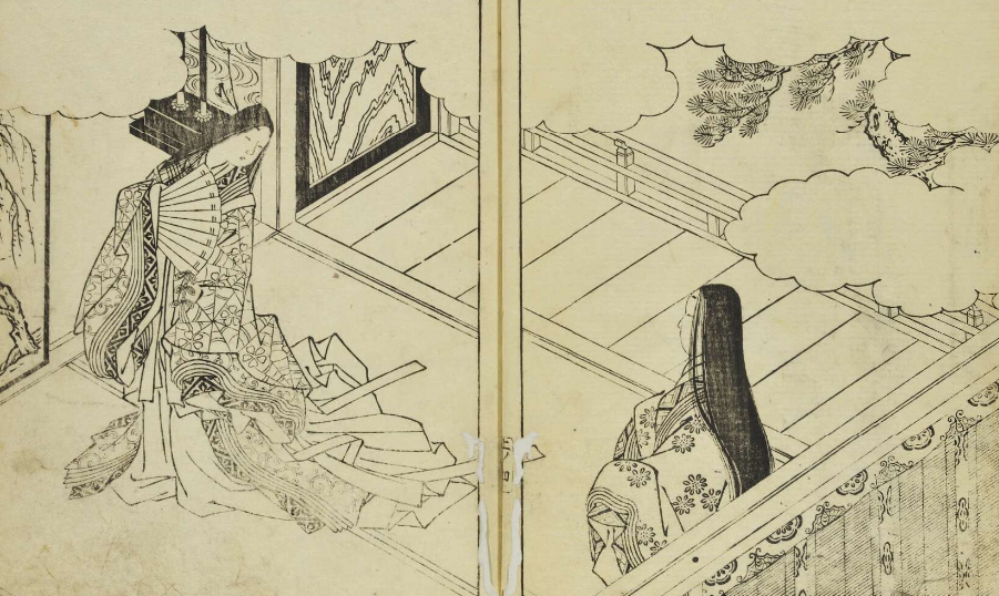 Heian Kimono Patterns in Ehon tokiwa gusa 絵本常盤草 (Picture-book of Evergreens) from the British Museum Collections