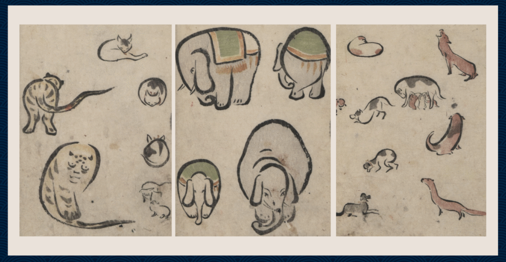 Cute Ukiyo-e Sketches: 
Kitao Masayoshi (Kuwagata Keisai)'s "Choju Ryakugashiki"