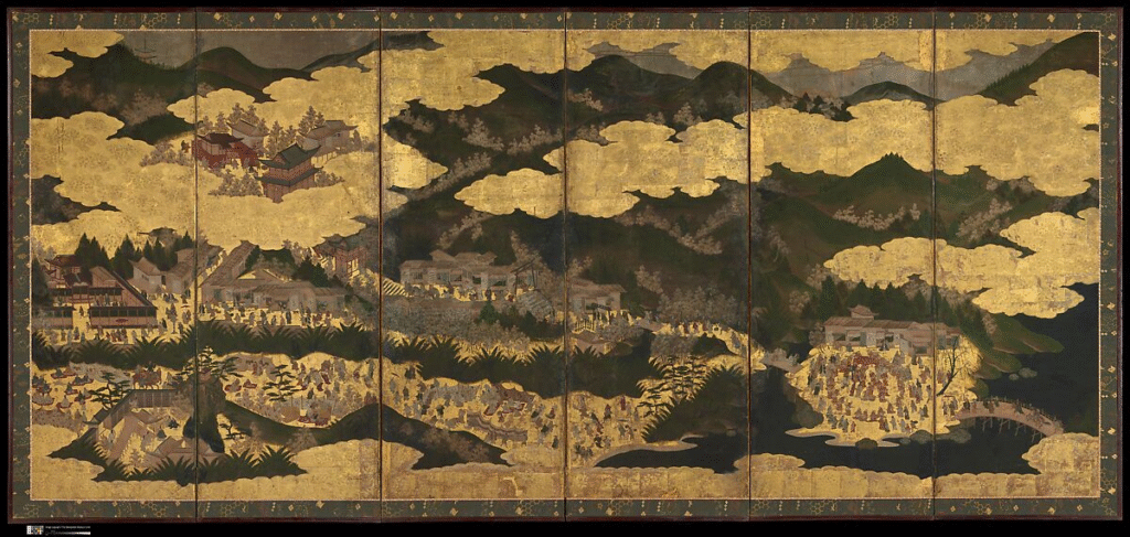 Edo Period Paintings: Cherry Blossom Viewing at Itsukushima and Yoshino