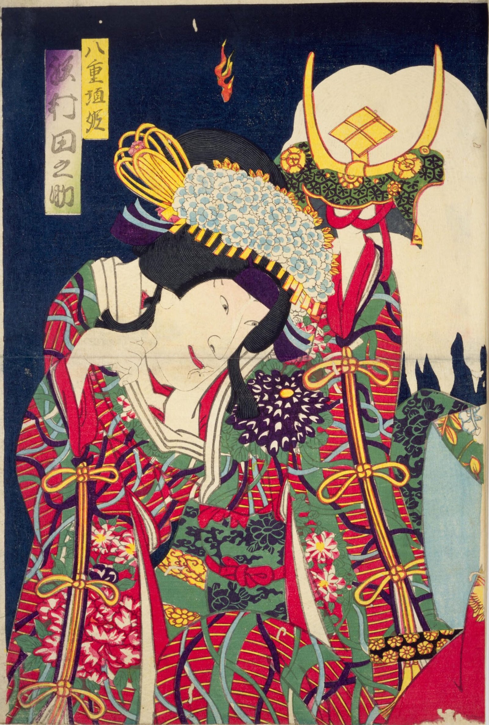 Ukiyo e: 武田勝頼　沢むら訥升・八重垣姫　沢村田之助 by 豊原国周
