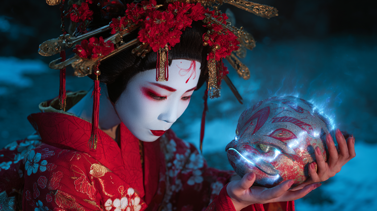 Yaegaki hime in Kabuki and Ukiyo e(Original Image by Zenchantique with MJ)